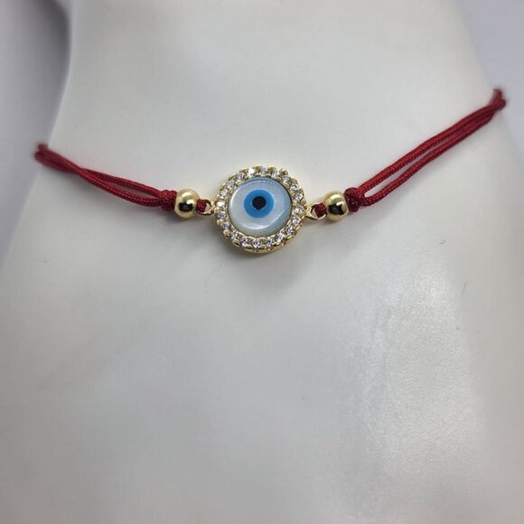 Sterling Silver 925 Evil Eye Design with adjustable bracelet - Picture 2 of 4
